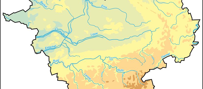 Karte der Hoehenschichten in Westfalen-Lippe, Quelle: Geografische Kommission